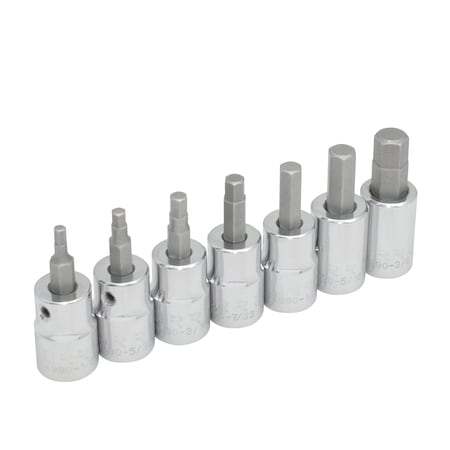 Hexagonal Short Tip Bit Socket Set, SAE, 7 Pcs